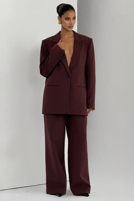 Bordeaux Reece Burgundy Pinstripe Blazer