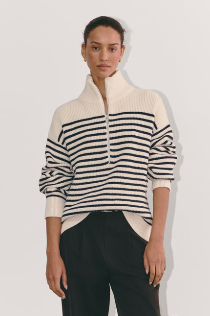 Striped Half-Zip Sweater
