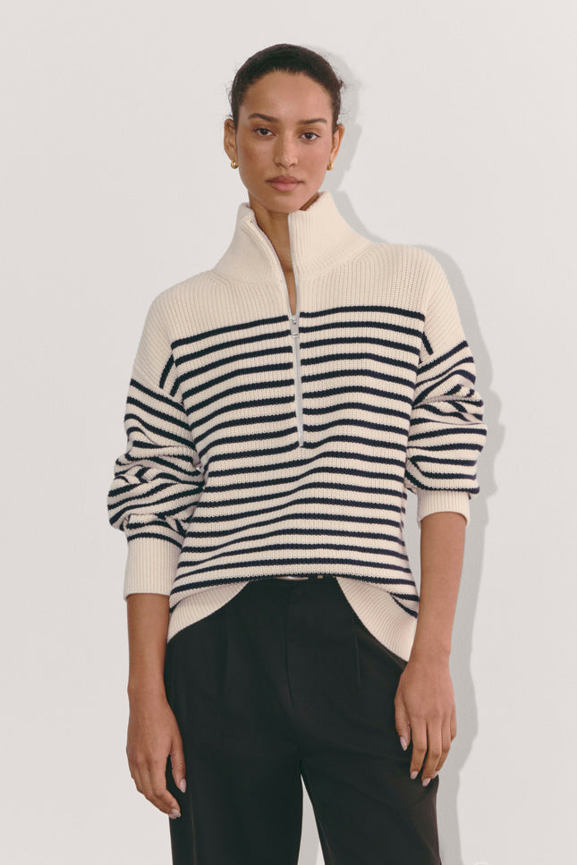 Striped Half-Zip Sweater