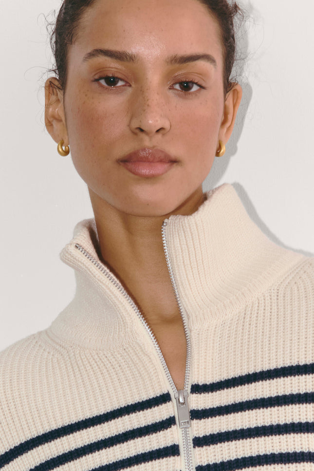 Striped Half-Zip Sweater
